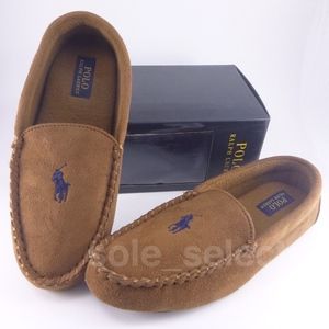 NWT Polo Ralph Lauren Moccasin Slippers Brown sz 9